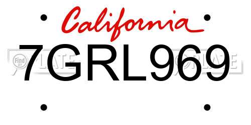 7GRL969 California License Plate