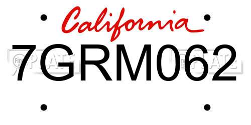 7GRM062 California License Plate