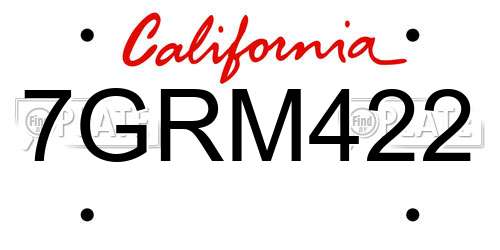 7GRM422 California License Plate