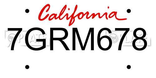 7GRM678 California License Plate