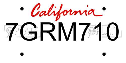 7GRM710 California License Plate
