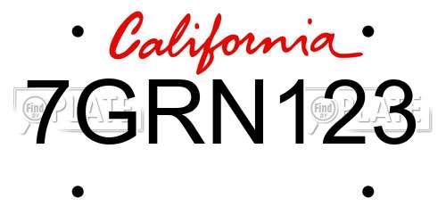 7GRN123 California License Plate