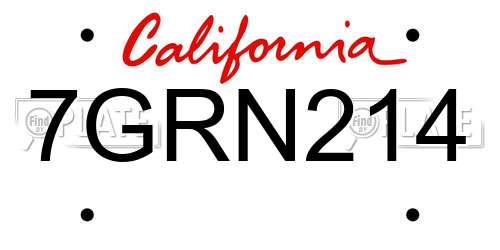 7GRN214 California License Plate