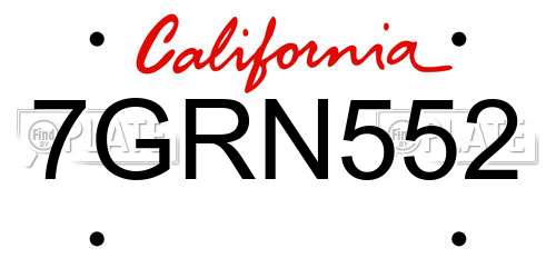 7GRN552 California License Plate