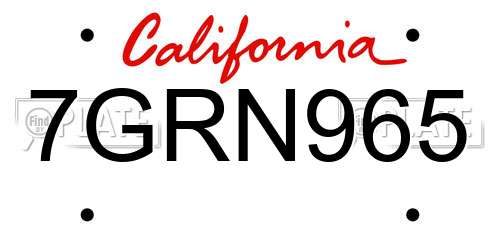 7GRN965 California License Plate