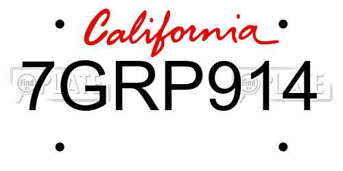 7GRP914 California License Plate