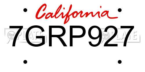 7GRP927 California License Plate