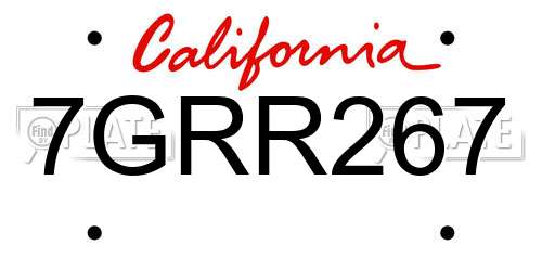 7GRR267 California License Plate