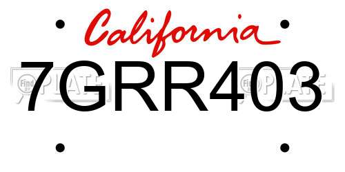 7GRR403 California License Plate