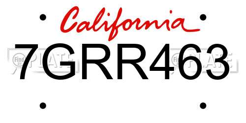 7GRR463 California License Plate