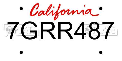 7GRR487 California License Plate