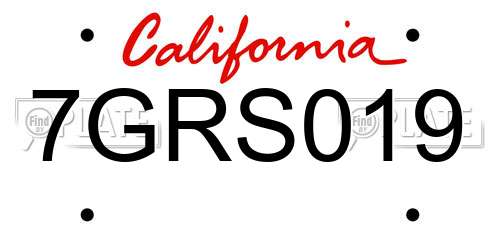 7GRS019 California License Plate