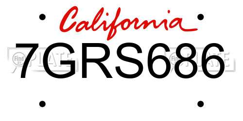 7GRS686 California License Plate