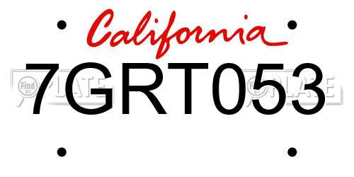 7GRT053 California License Plate
