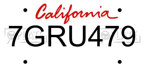 7GRU479 California License Plate