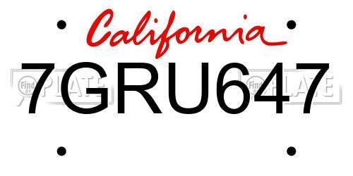 7GRU647 California License Plate