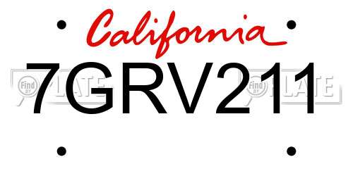 7GRV211 California License Plate