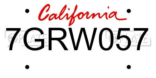 7GRW057 California License Plate