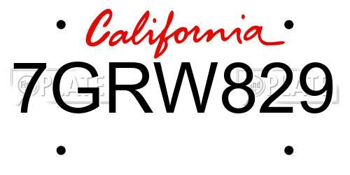 7GRW829 California License Plate