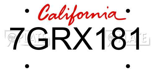 7GRX181 California License Plate
