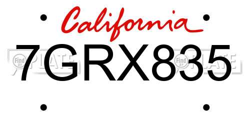 7GRX835 California License Plate