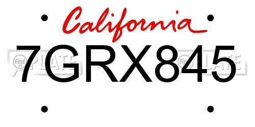 7GRX845 California License Plate
