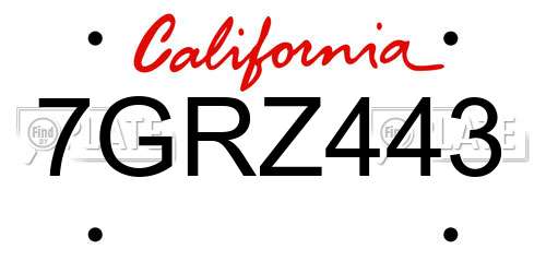 7GRZ443 California License Plate