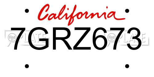 7GRZ673 California License Plate