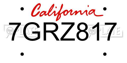7GRZ817 California License Plate