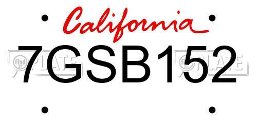 7GSB152 California License Plate