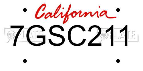 7GSC211 California License Plate