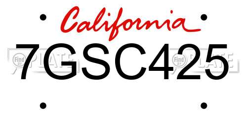 7GSC425 California License Plate