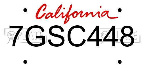 7GSC448 California License Plate