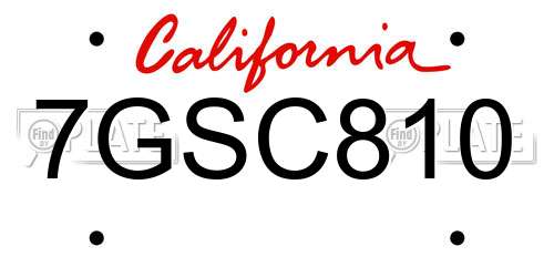 7GSC810 California License Plate