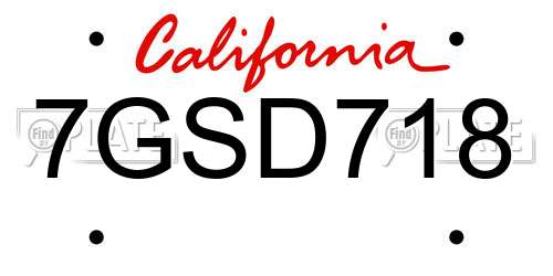 7GSD718 California License Plate