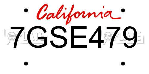 7GSE479 California License Plate