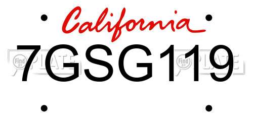 7GSG119 California License Plate