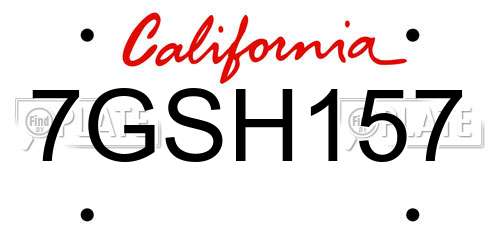 7GSH157 California License Plate