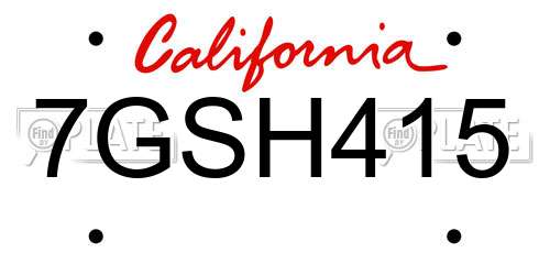 7GSH415 California License Plate