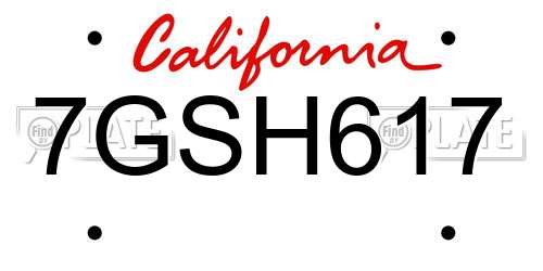 7GSH617 California License Plate