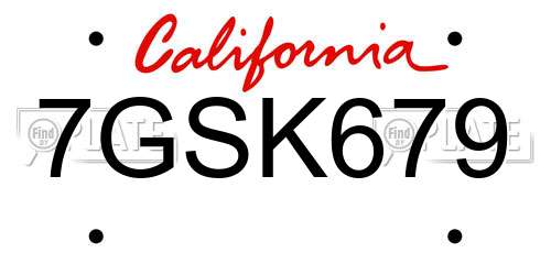 7GSK679 California License Plate