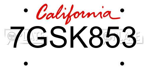 7GSK853 California License Plate