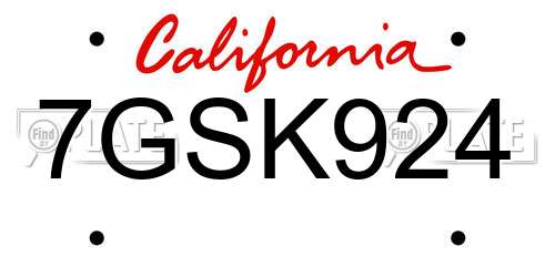 7GSK924 California License Plate