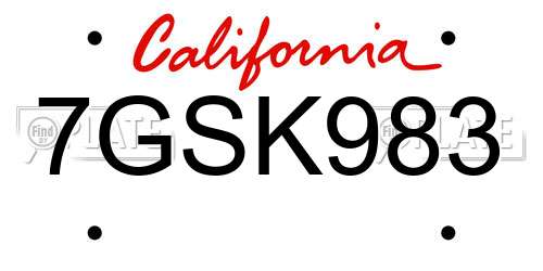 7GSK983 California License Plate