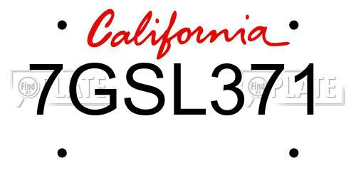 7GSL371 California License Plate