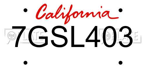 7GSL403 California License Plate