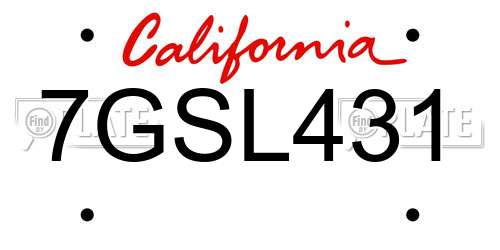 7GSL431 California License Plate