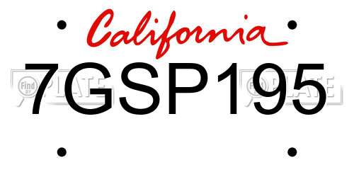 7GSP195 California License Plate