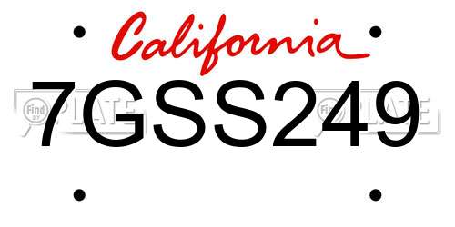 7GSS249 California License Plate