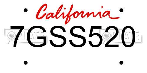 7GSS520 California License Plate